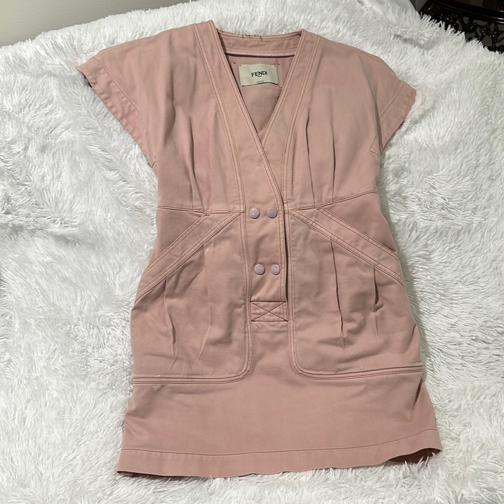 Fendi Light Pink 100% Cotton Dress - Size 44 (US Size 8)